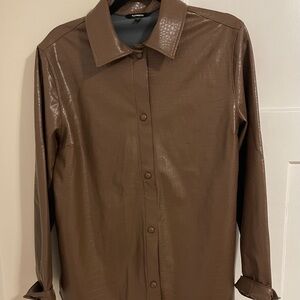 Express Chocolate Faux Leather Shirt